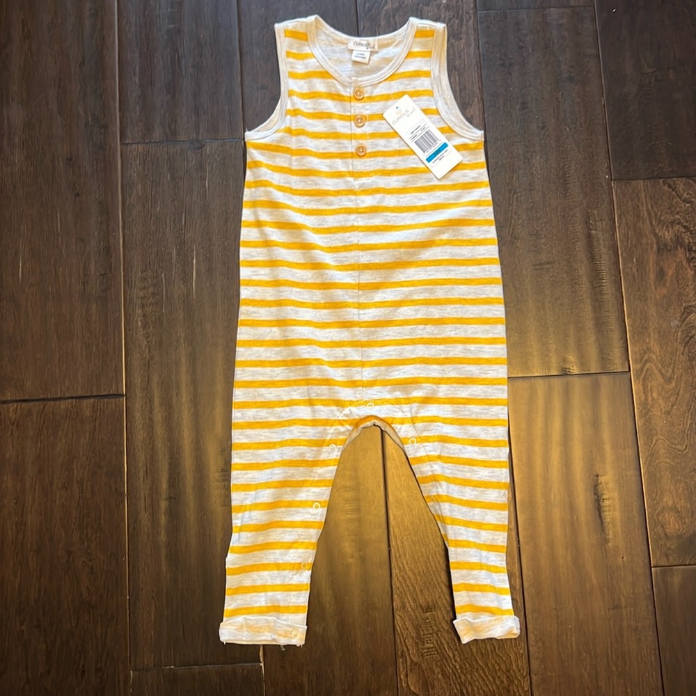 NWT Curious by Peek Gender Neutral 100 Percent Cotton Striped Romper!
